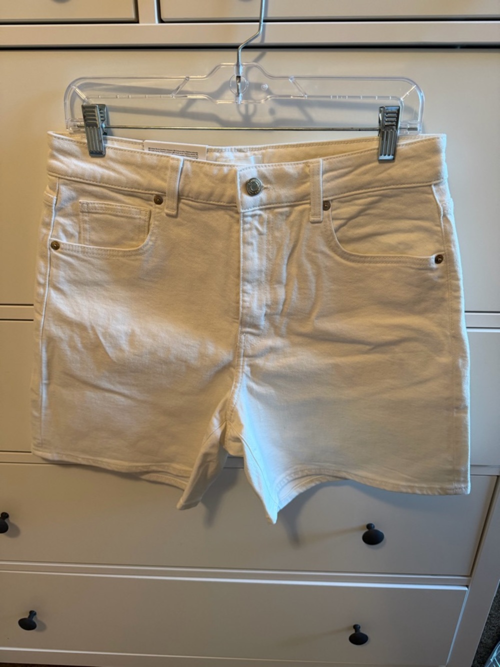 H&M High Waisted Denim Shorts, White, Size 10, NWT